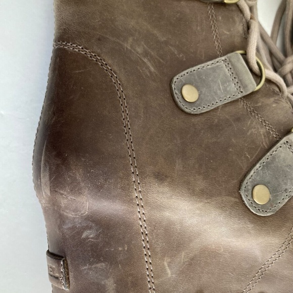 Sorel Women Joan of Arctic Boots Leather Hidden Wedge Lace-Up Round Toe 8 NWOB - Picture 12 of 16